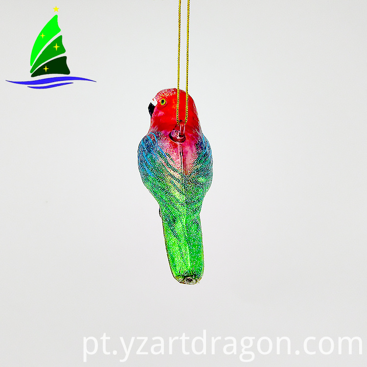 mão de vidro soprado natal colorido pássaro ornamento hand blown glass christmas colorful bird ornament